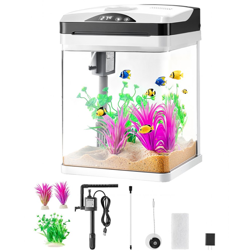 VEVOR Self Cleaning Fish Aquarium – 2 Gallon, LED & 7 Colors