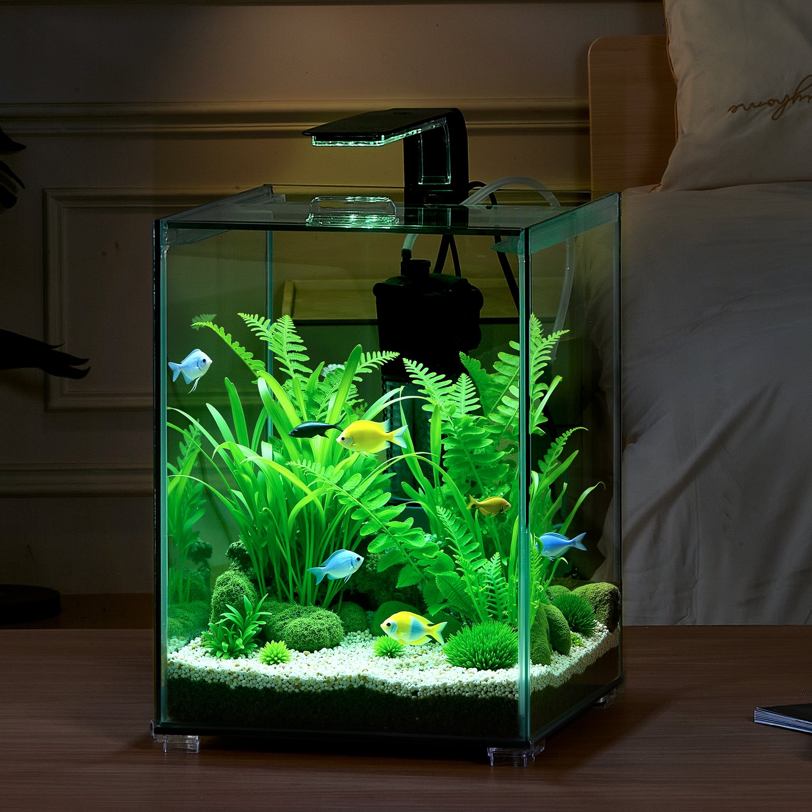 VEVOR Fish Tank Aquarium, 5 Gallon Square Ultra-Clear Glass Starter ...