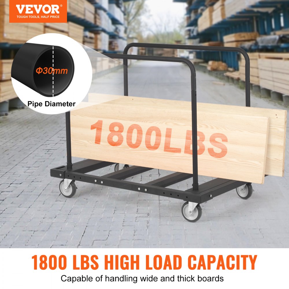 VEVOR Drywall Cart, 1800 LBS Panel Dolly Cart with 45.28