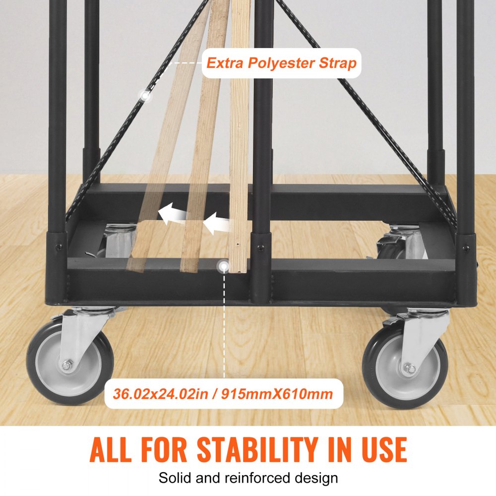 VEVOR Drywall Cart, 680 kg Panel Dolly Cart with 91.5 cm x 61 cm Deck ...