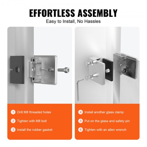 2 pcs 4 pcs 8 pieces Glass Clamps 8-10mm Stainless Steel Adjustable Glass Bracket Back for Balustrade Staircase Handrail main image 0