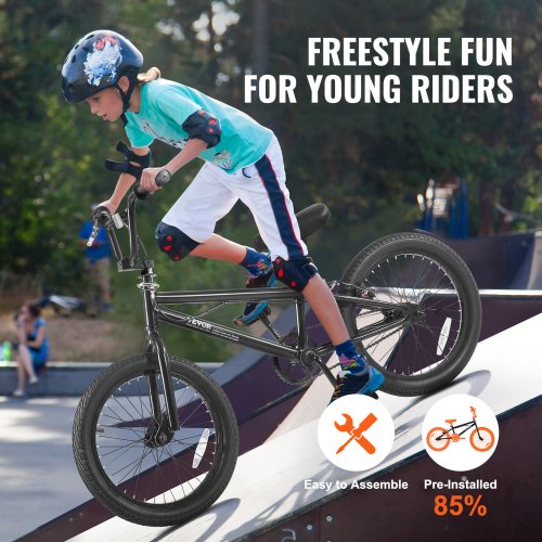 18-Inch BMX Bike Freestyle Bike Men Kids BMX Bicycle Hi-Ten Steel Frame ...