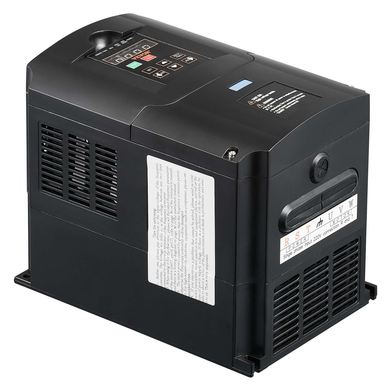 VEVOR VFD 10HP, 7.5KW, 35A, 1 or 3 Phase 220V Input to 3 Phase 220V ...