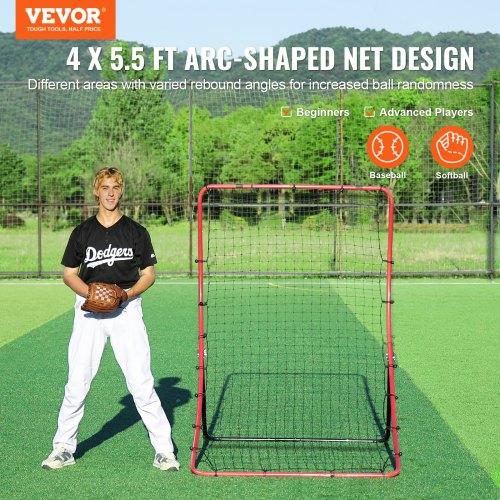 VEVOR Baseball & Softball Rebounder Net - Adjustable Angles, 3x4.5ft To 4x6ft, PitchBack