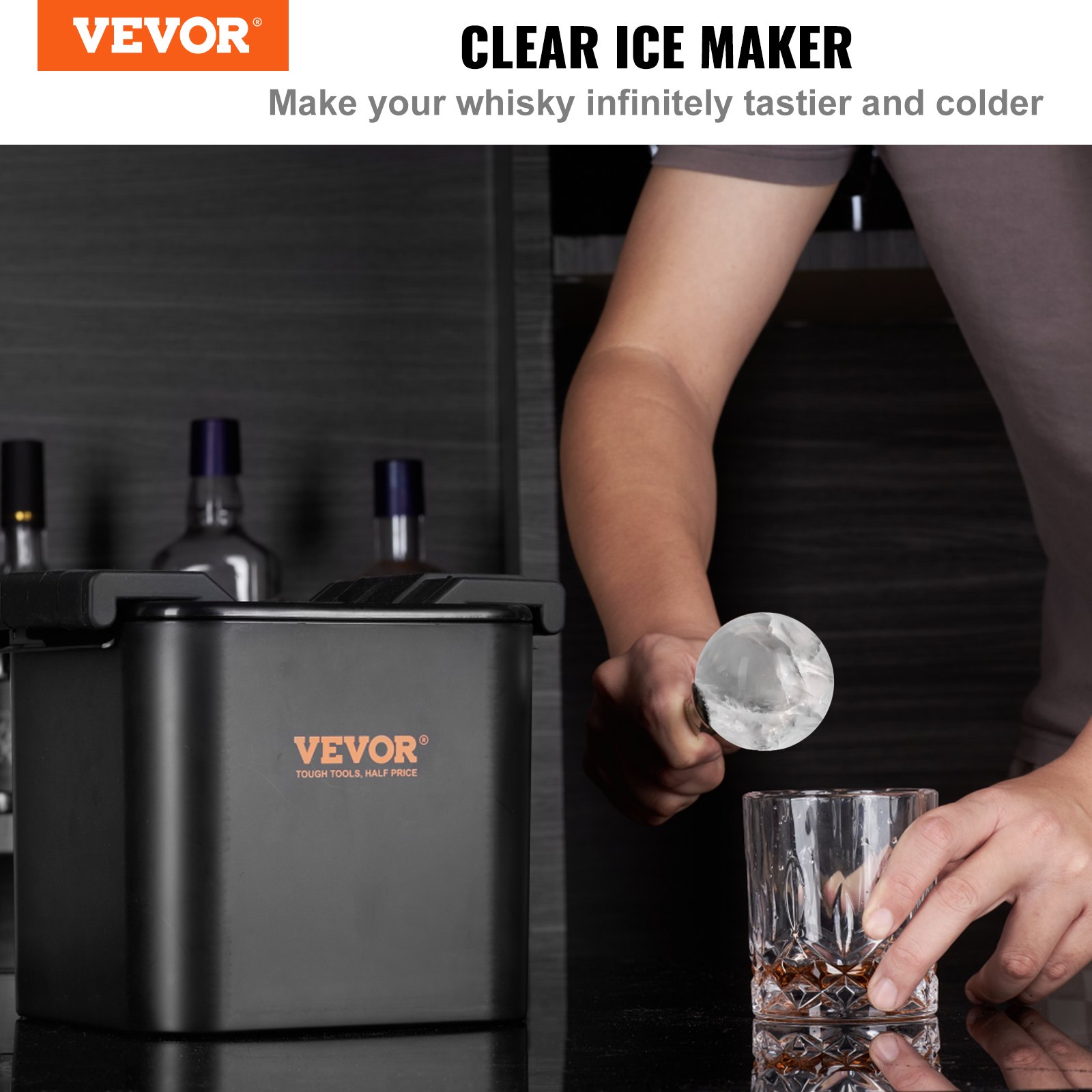 VEVOR Ice Ball Maker, Crystal Clear Ice Ball Maker 2.36inch Ice Sphere