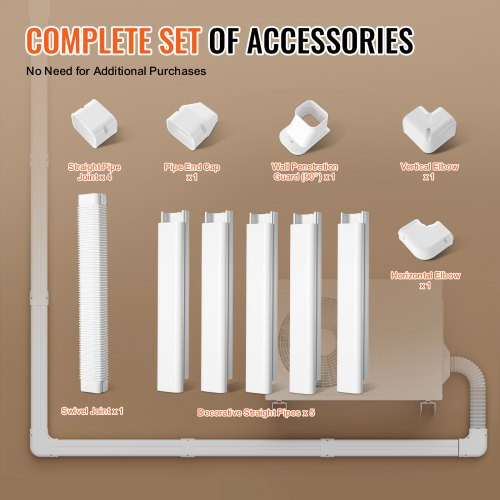 VEVOR Mini Split Line Set Cover 3-inch W 10Ft L, PVC Decorative Pipe ...