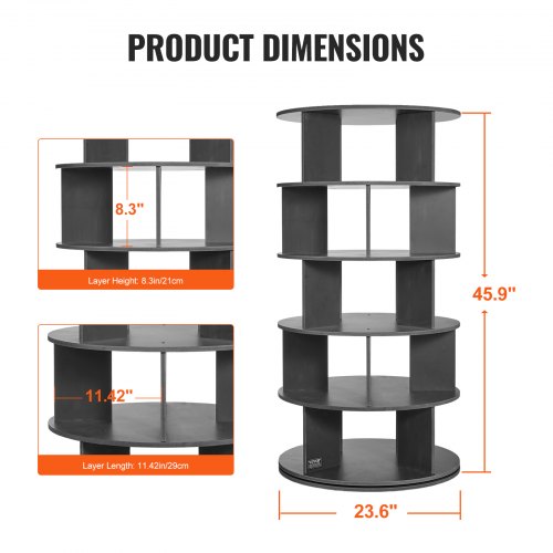 VEVOR 5-Tier Rotating Shoe Rack Tower 360° Spinning Shoe Display ...
