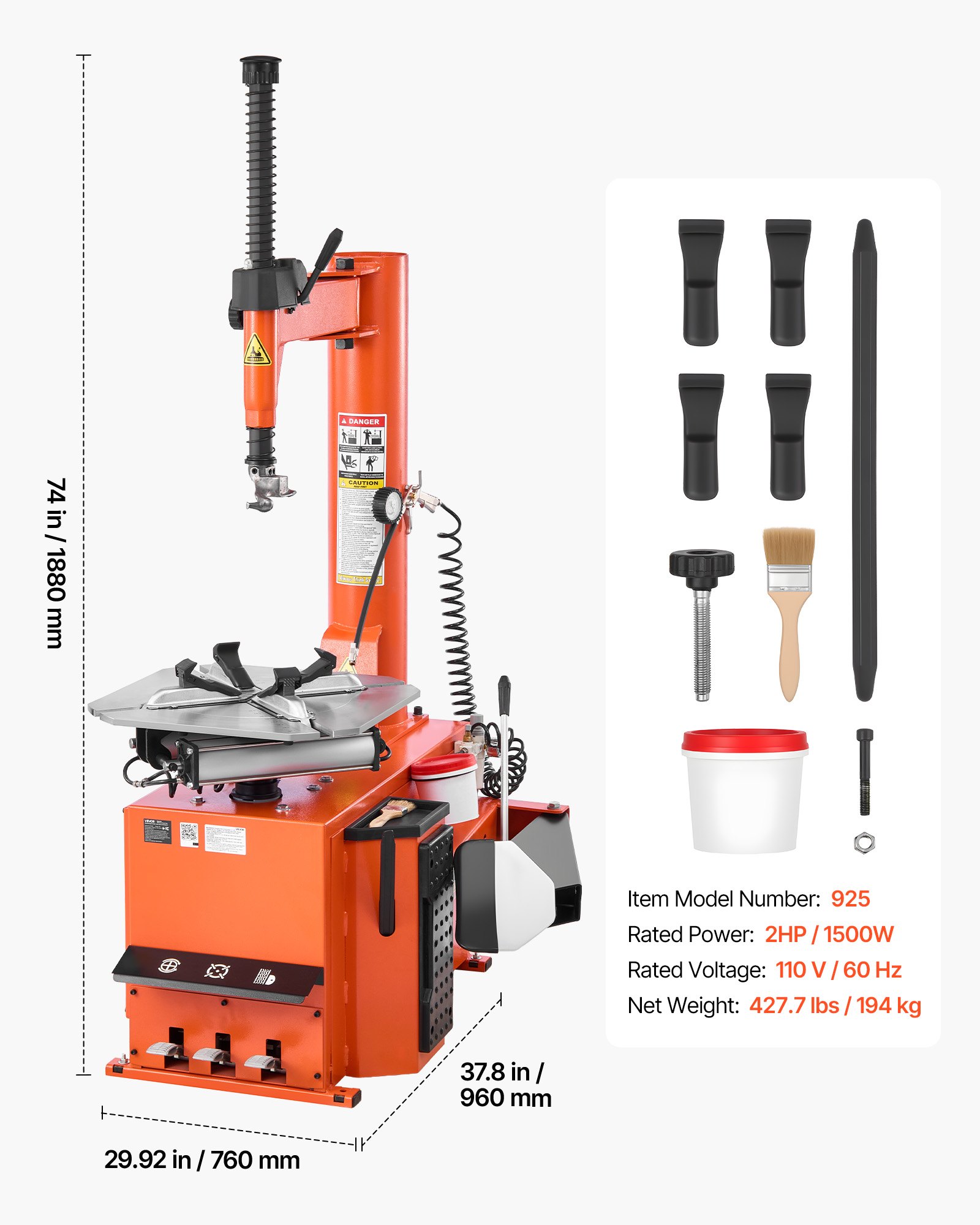 Wheel Temparing Machine VEVOR Tire Changer Machine, 2HP/1500W Wheel Changer Tire Changing ...