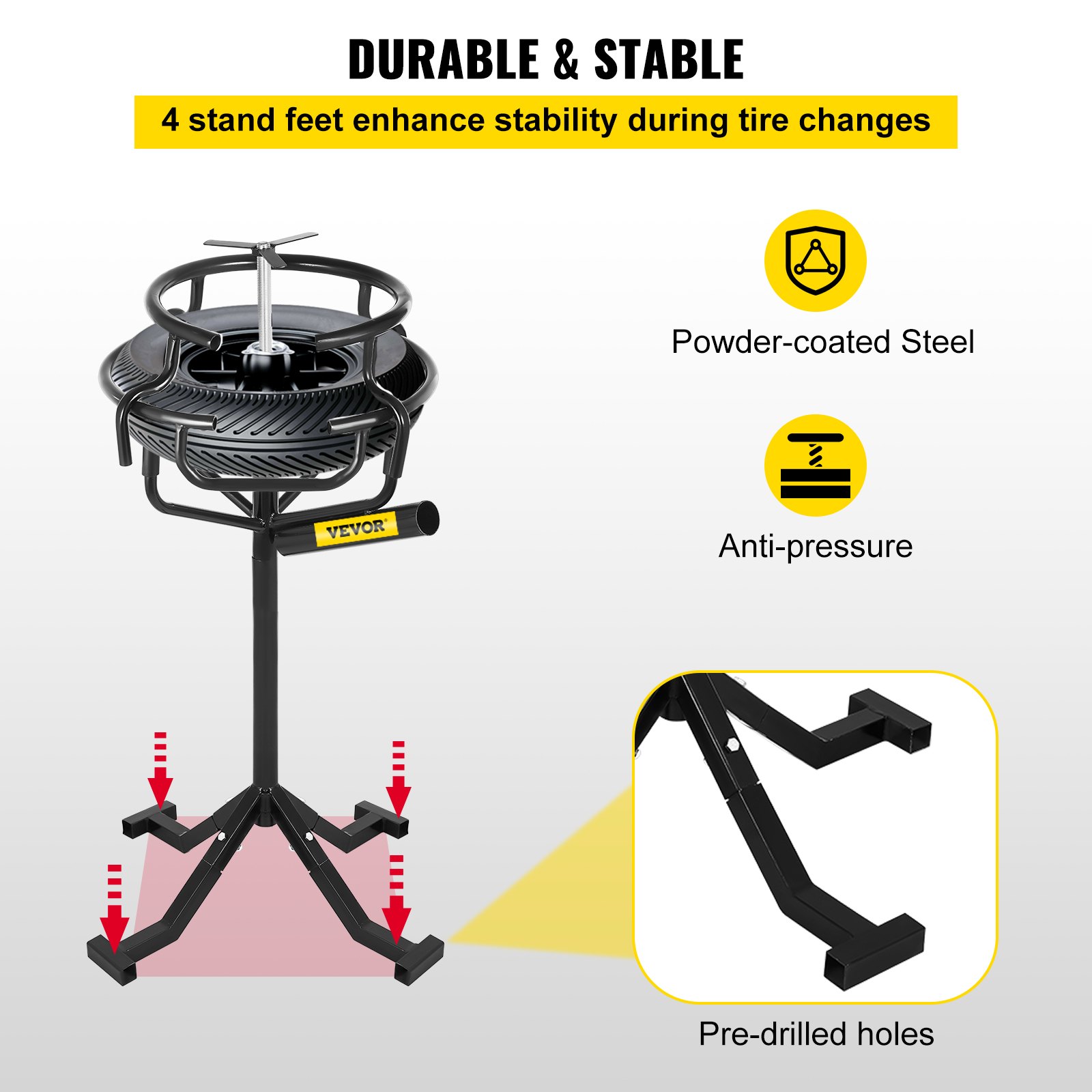 VEVOR Motorcycle Tire Changing Stand, Fit for 10" 21" Multi Tire Sizes, 37" 41.3" Adjustable