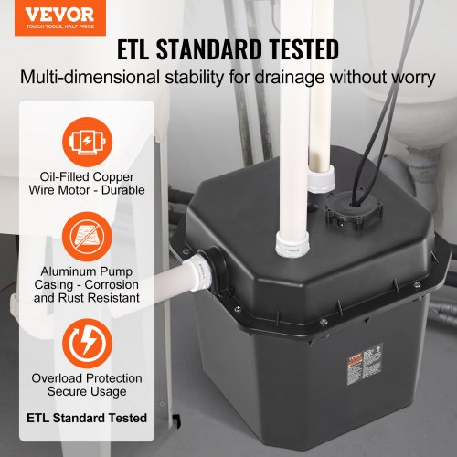 VEVOR Utility Sink Pump, 1/2 HP, 120-Volt, 3500 GPH Flow, 28