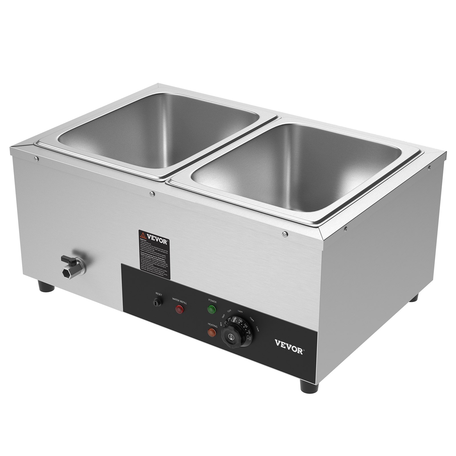VEVOR 2Pan Commercial Food Warmer, 2 x 12QT Electric Steam Table