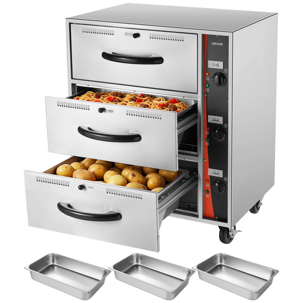 VEVOR Food Warmer Drawers – Stainless Steel, 85°F–185°F