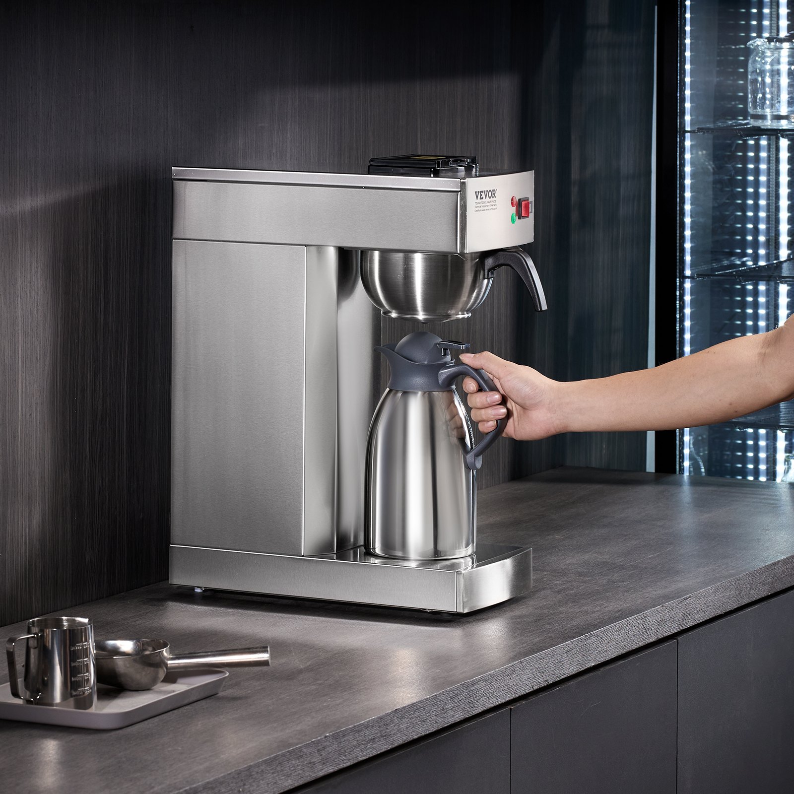 VEVOR Commercial Drip Coffee Brewer – 12 Cups, 9 Min, 2.8L