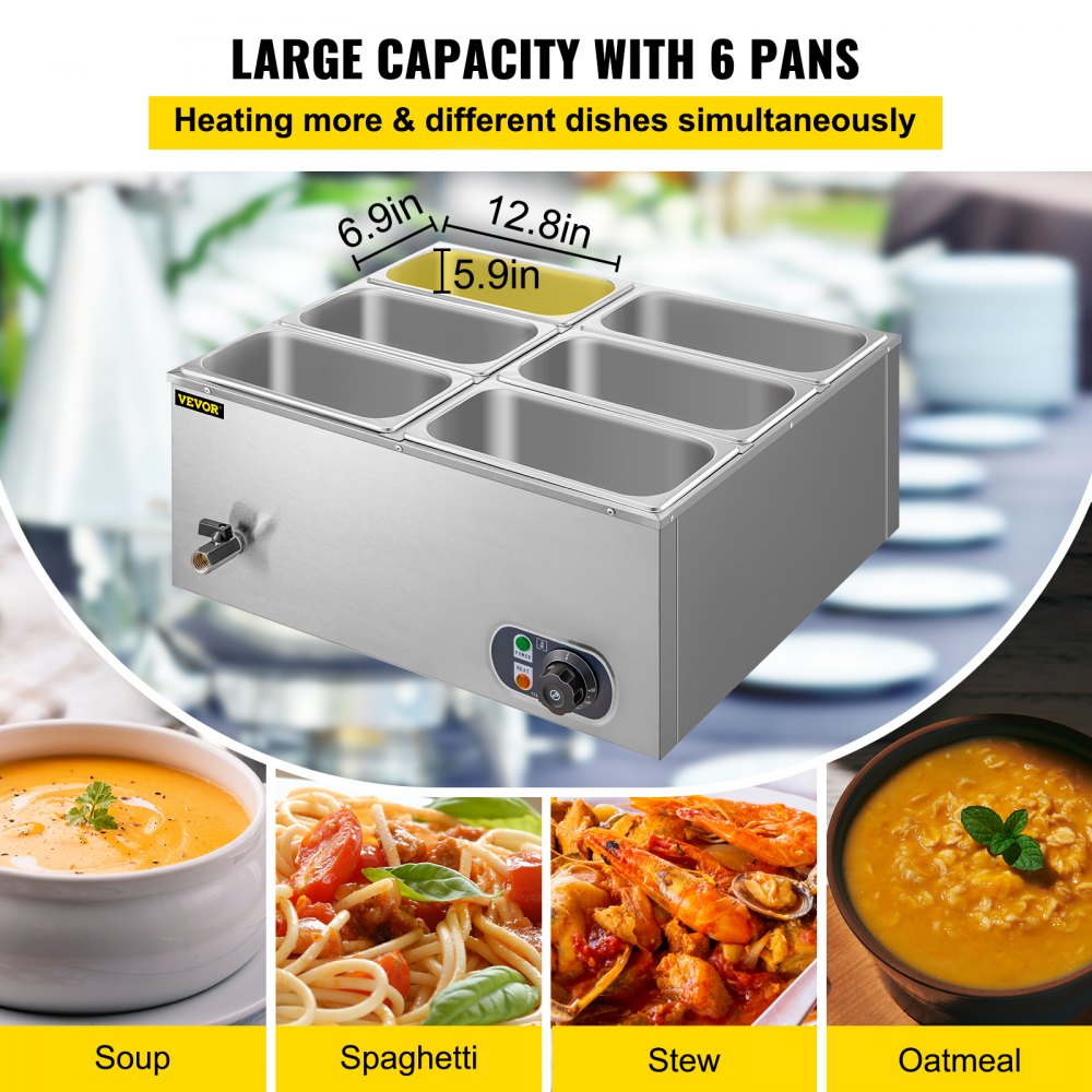 Meat Warmer 2-Well Stainless Steel Food Warmer - 1000W, 30\ W/ Cutting Board (ETL Certified) Hot Holding Food Warmer