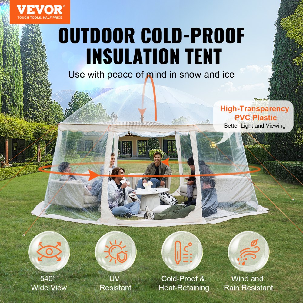 VEVOR Sports Tent Instant Pop Up Tent Shelter Weather Proof 12 15 People Clear