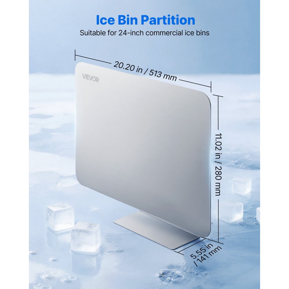Ice Divider VEVOR Ice Bin Partition, 20.2 x 5.55 Inch, Stainless Steel Divider for ...
