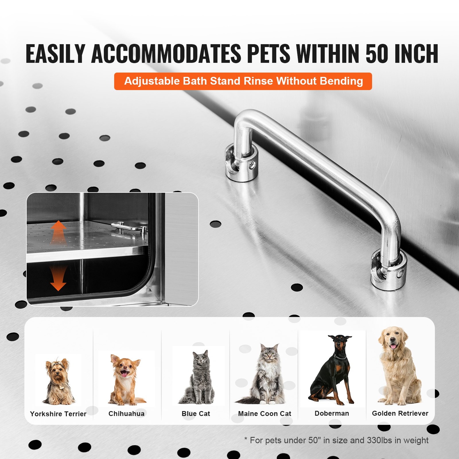 VEVOR 50" Pet Dog Bathing Station w/Ramp, Professional Stainless Steel ...