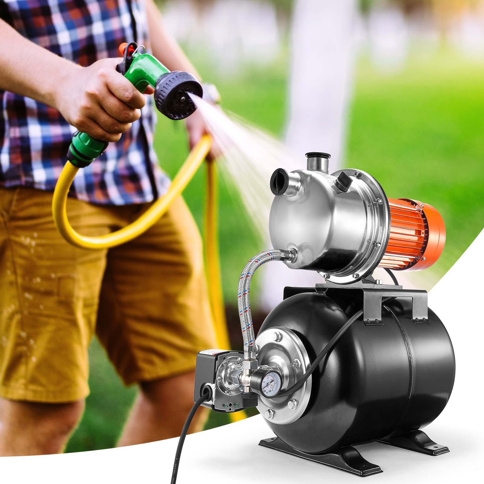 VEVOR Shallow Well Pump with Pressure Tank – 1.6HP 1320 GPH