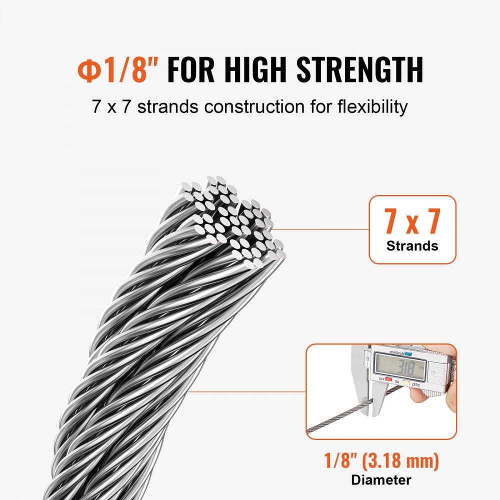 VEVOR Steel Rope Cable — 1/8