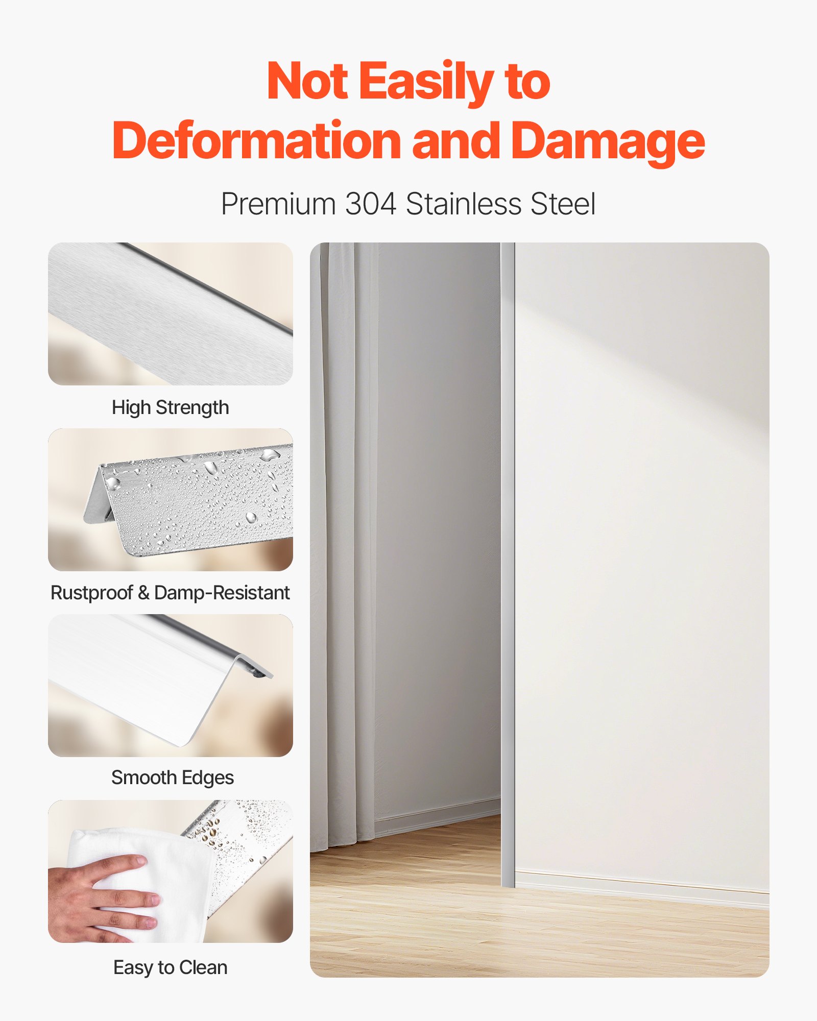 VEVOR Metal Wall Corner Guards – 10-Pack, 1x1x48 in, 304 SS