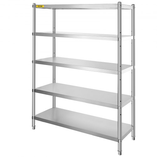 VEVOR Stainless Steel Shelves 48x18.5 Inch 5 Tier Adjustable