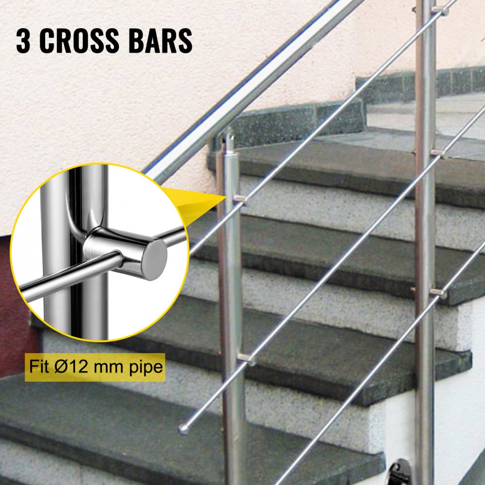 Angled Stair Railing Vevor Adjustable Angle Stair Rail Stair Banister Handrail With 3 Holes ...