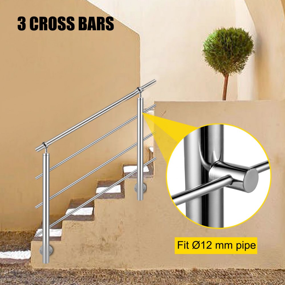 VEVOR Adjustable Angle Stair Rail, 90CM Rail Stair Banister Handrail ...