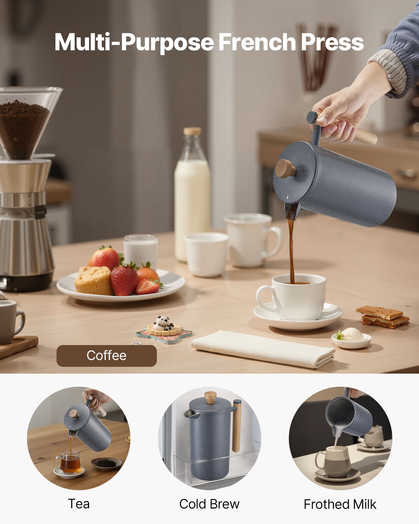 Cold Brew Maker Vs French Press Reference: Vevor French Press Coffee Maker 34 Ounce 1 Liter Stainless