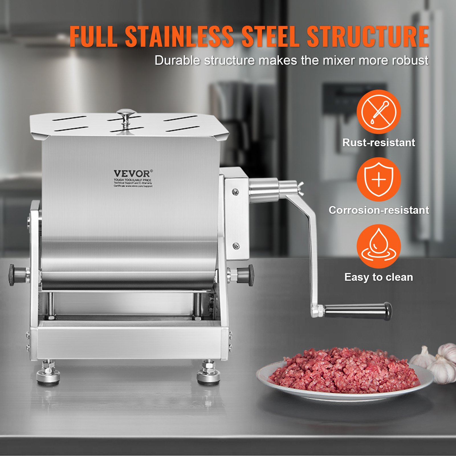 VEVOR 60 Pound Tilt Manual Meat Mixer Sausage Hand Mixer Machine ...