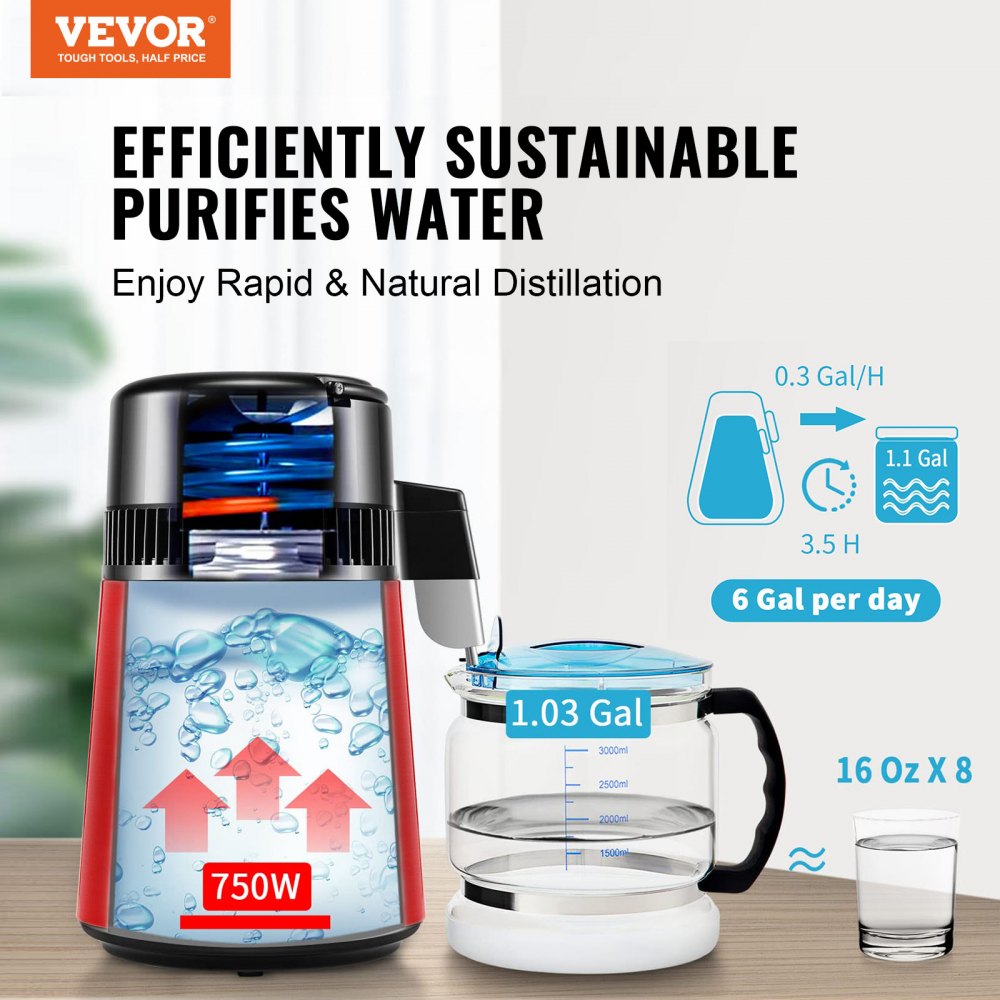 VEVOR 4L Water Distiller Purifier Machine Countertop Stainless Steel ...