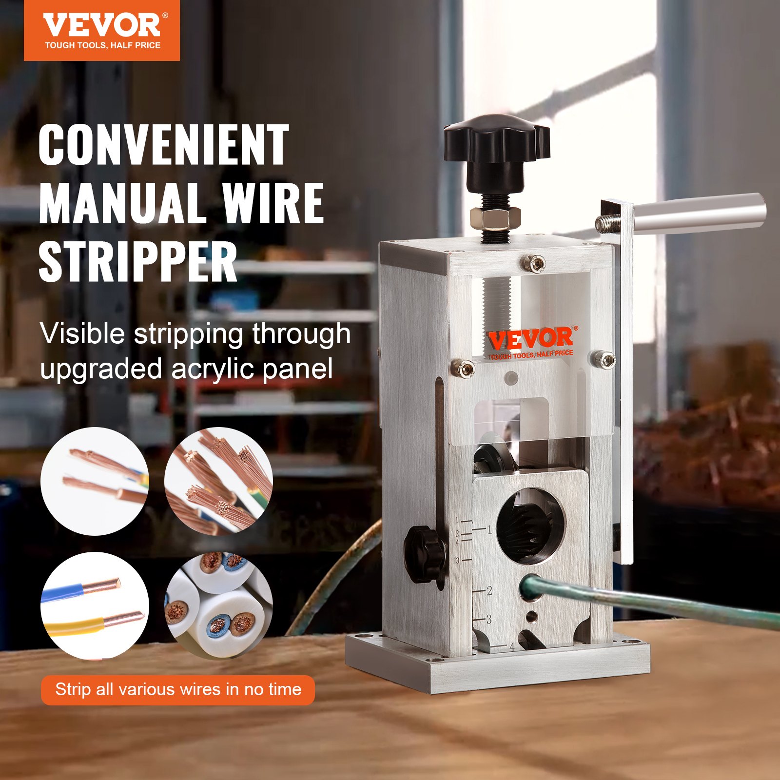 Manual Wire Stripping, Machine Wire Stripping Tool For 0.04"-1" Scrap Wire, Drill Powered Hand Crank Wire Stripper Tool For Scrap Copper Recycling