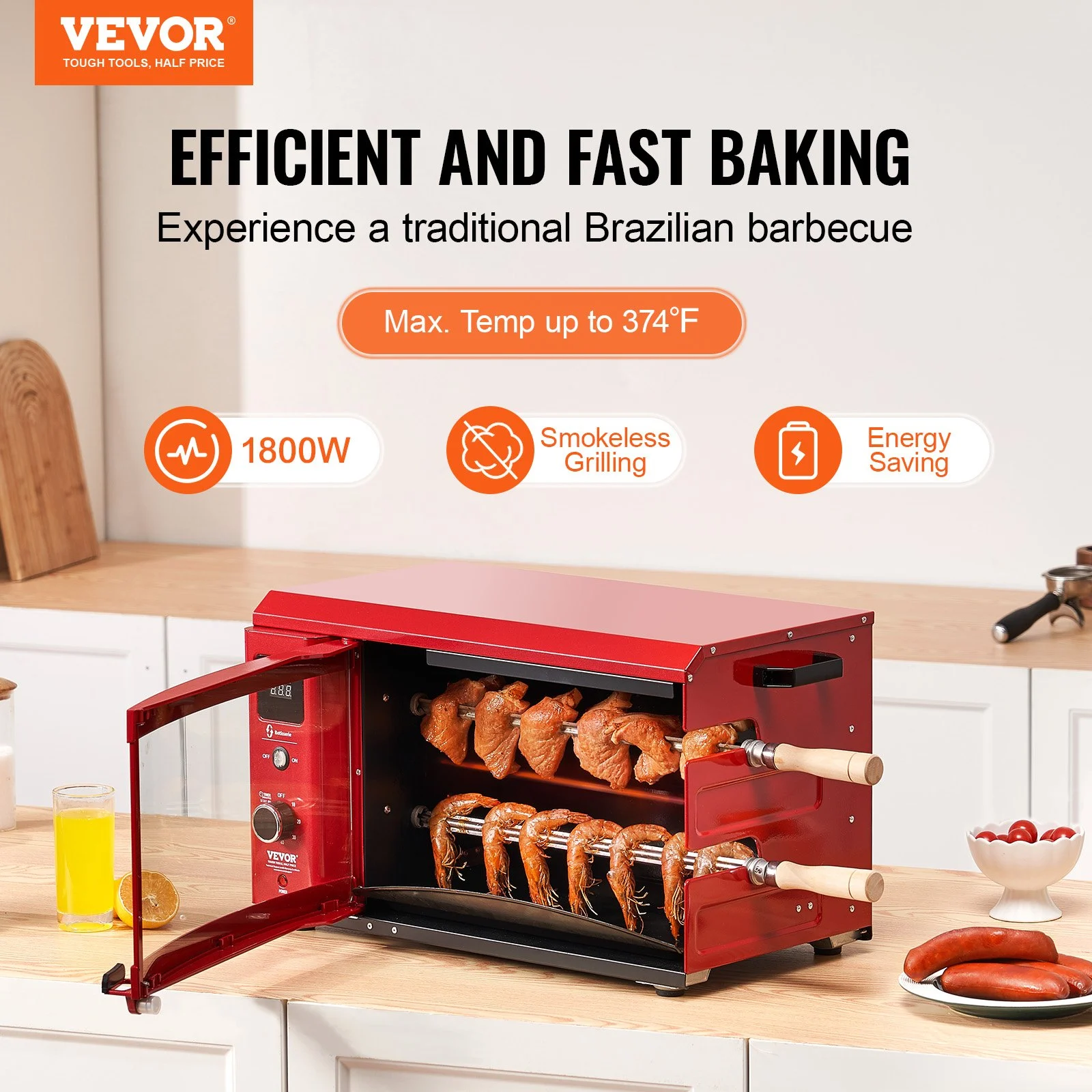 VEVOR Gyro Rotisserie Machine – 210℃, 360°Electric Grill