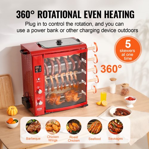 VEVOR Stainless Steel Shawarma Grill Machine Electric/Gas