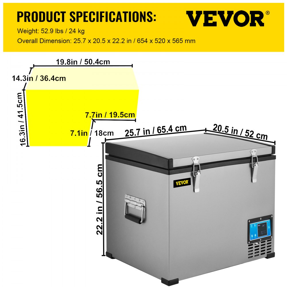 VEVOR Portable Refrigerator 64 Quart, 12 Volt Refrigerator with
