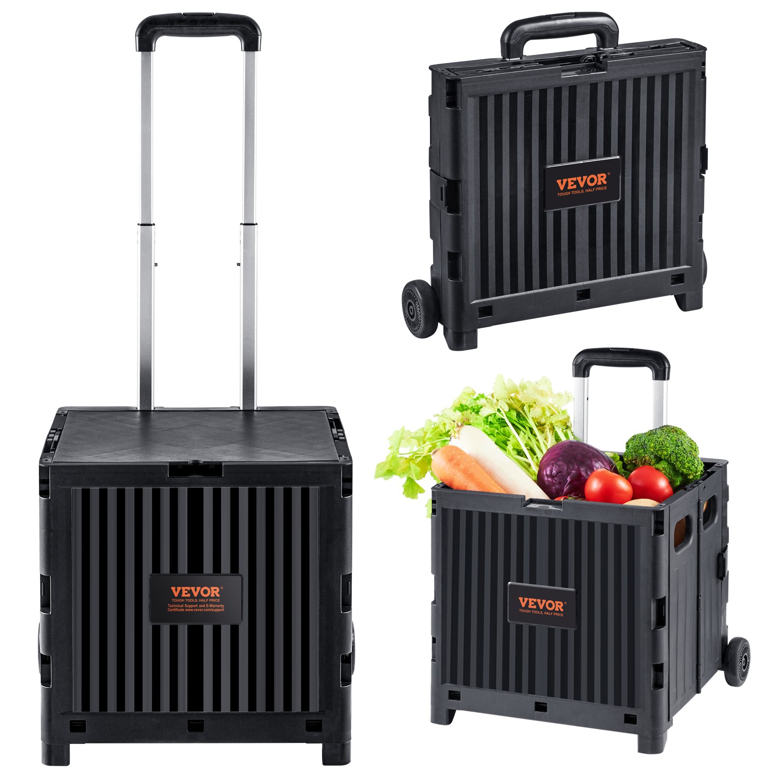 VEVOR Foldable Utility Cart, 80 lbs Load Capacity, Folding Portable ...