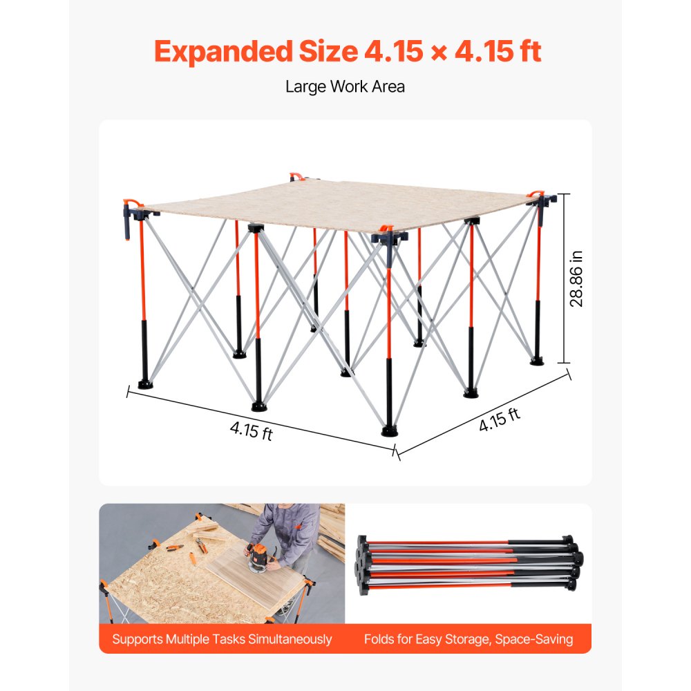 VEVOR Portable Folding Workstand, 1264 x 1264 mm Collapsible Workbench ...