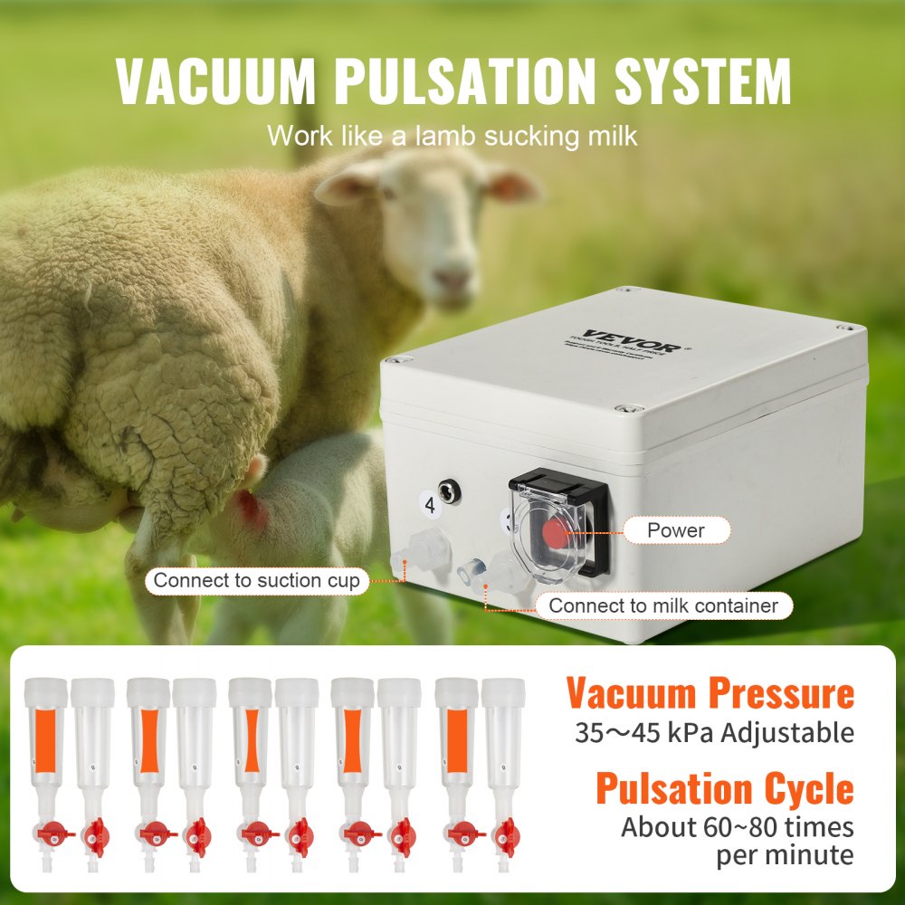 VEVOR Goat Milking Machine, 3 L 304 Stainless Steel Bucket, Electric ...