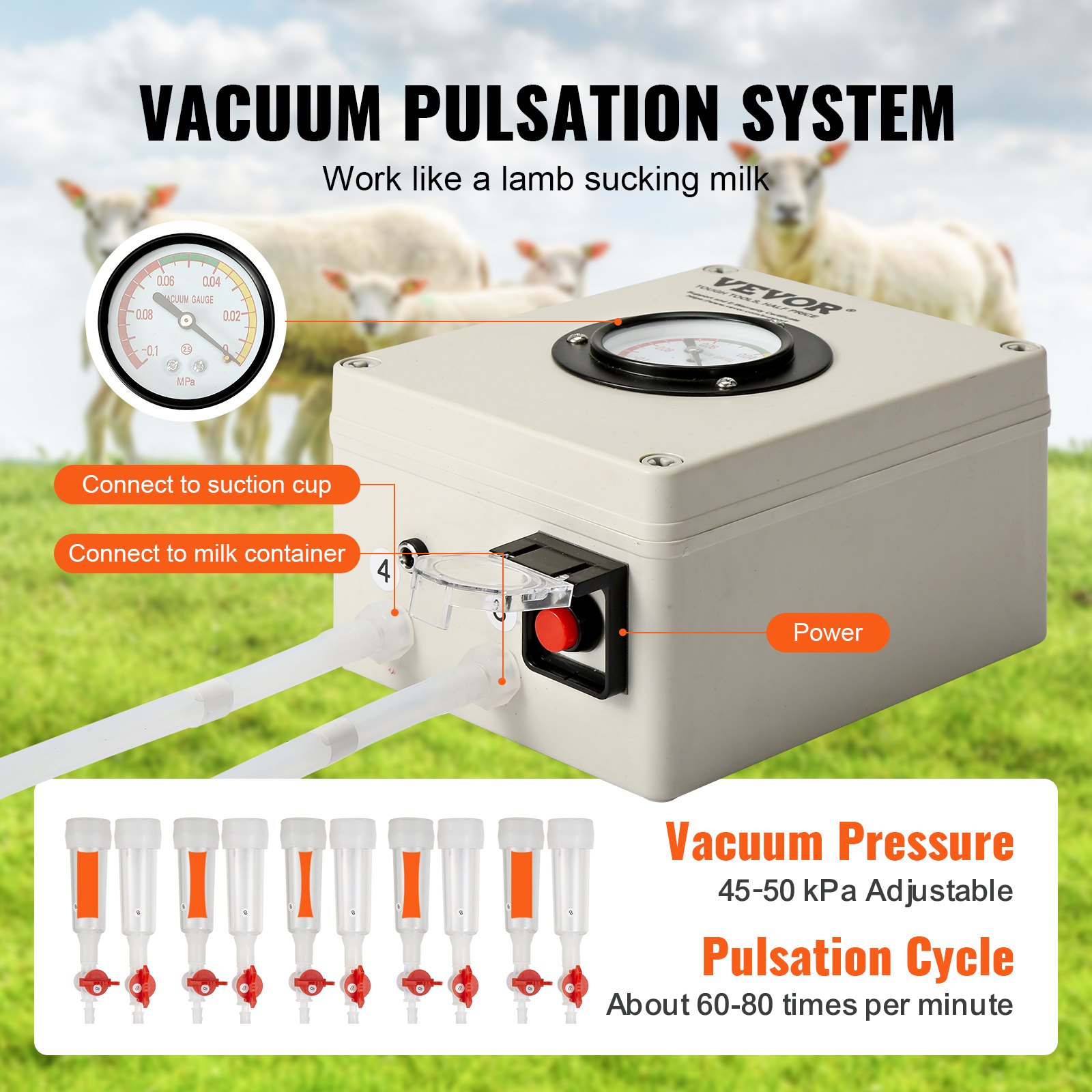 VEVOR Goat Milking Machine 6 L 304 Stainless Steel Bucket Electric vevor-goat-milking-machine-6-l-304-stainless-steel-bucket-electric