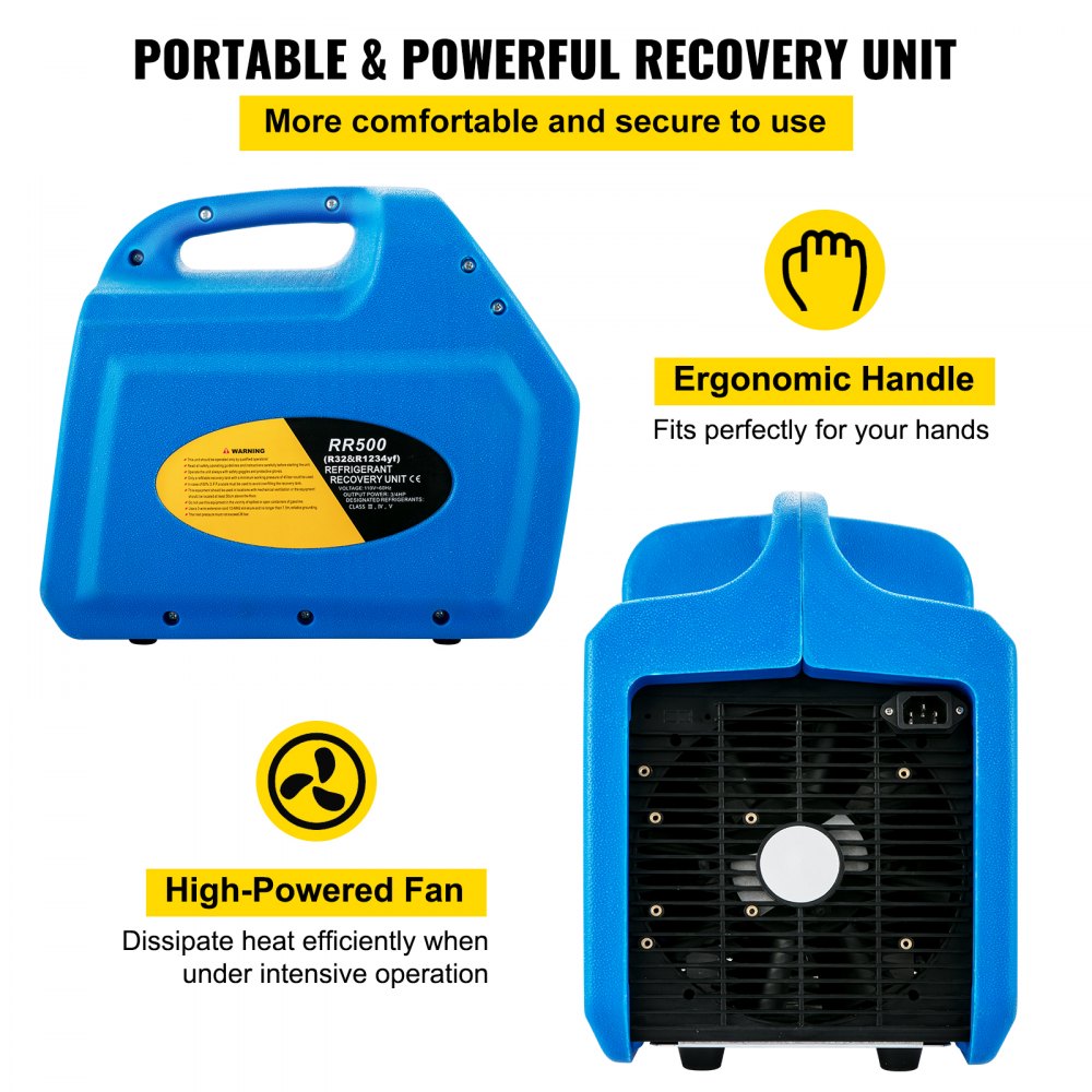 VEVOR Refrigerant Recovery Machine, 110V-120V AC 60Hz 3/4HP, Dual ...