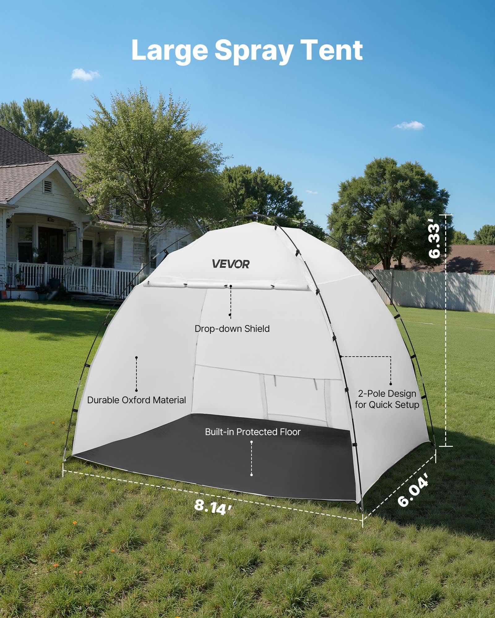 VEVOR Portable Paint Booth Tent – 91.7 x 67.7 x 74.8 inch