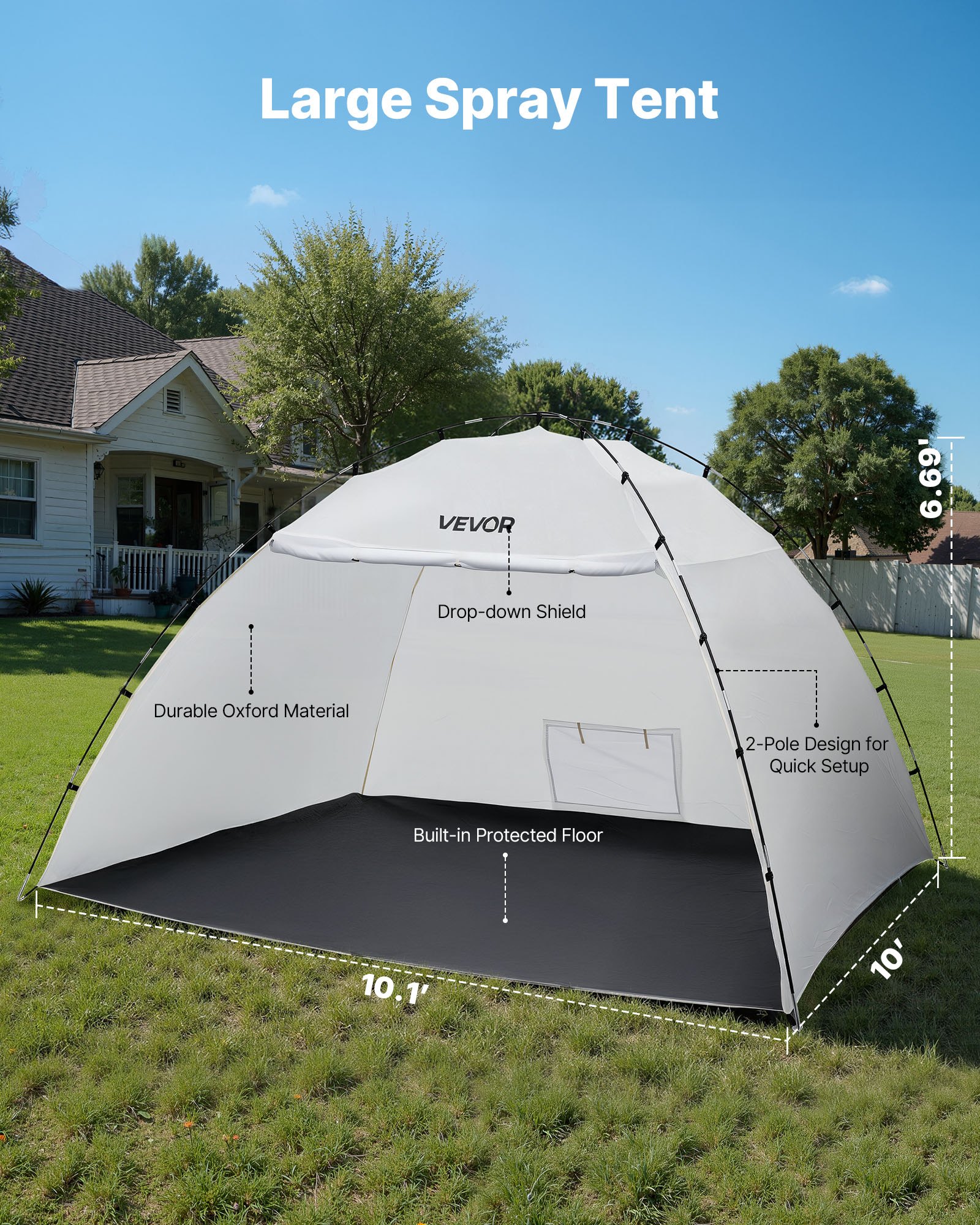 VEVOR Portable Paint Booth Tent, 116.14 x 114.96 x 79.53 inch Painting ...