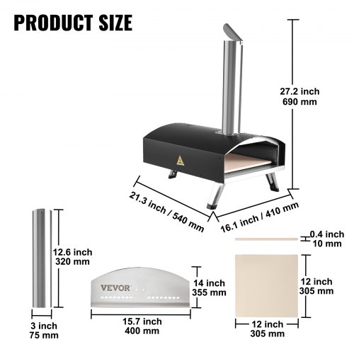 VEVOR VEVOR Outdoor Pizza Oven, 12inch, Wood Pellet and Charcoal Fired