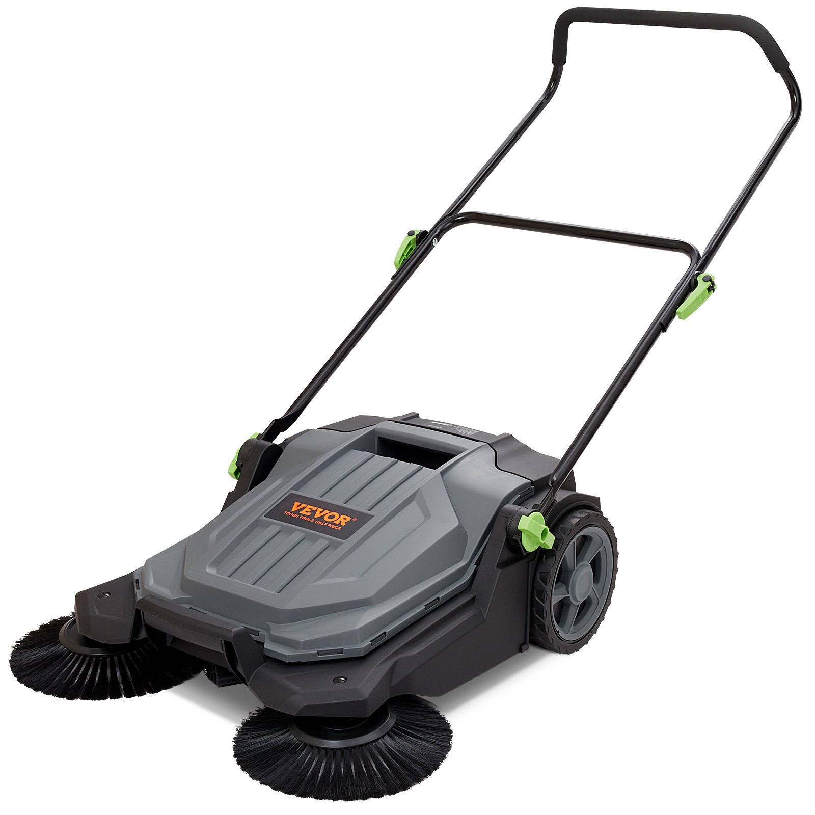 VEVOR Walkbehind Hand Push Floor Sweeper, 25.6" Sweeping Width Floor