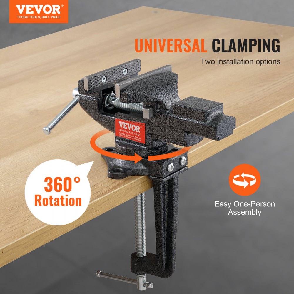 Mophorn Bench Vise, 8"Jaw Width, 8" Max Jaw Opening, 360° Swivel