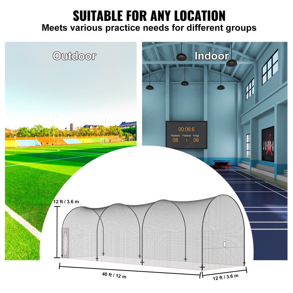 VEVOR Baseball Batting Cage, Softball and Baseball Batting Cage Net and ...