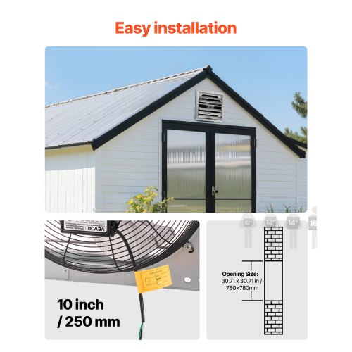 O’tra FAG300E VEVOR 30 inch Shutter Exhaust Fan, Wall Mounted Attic Vent