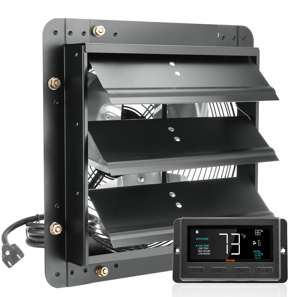 VEVOR Shutter Exhaust Fan, 12'' with Temperature Humidity Controller