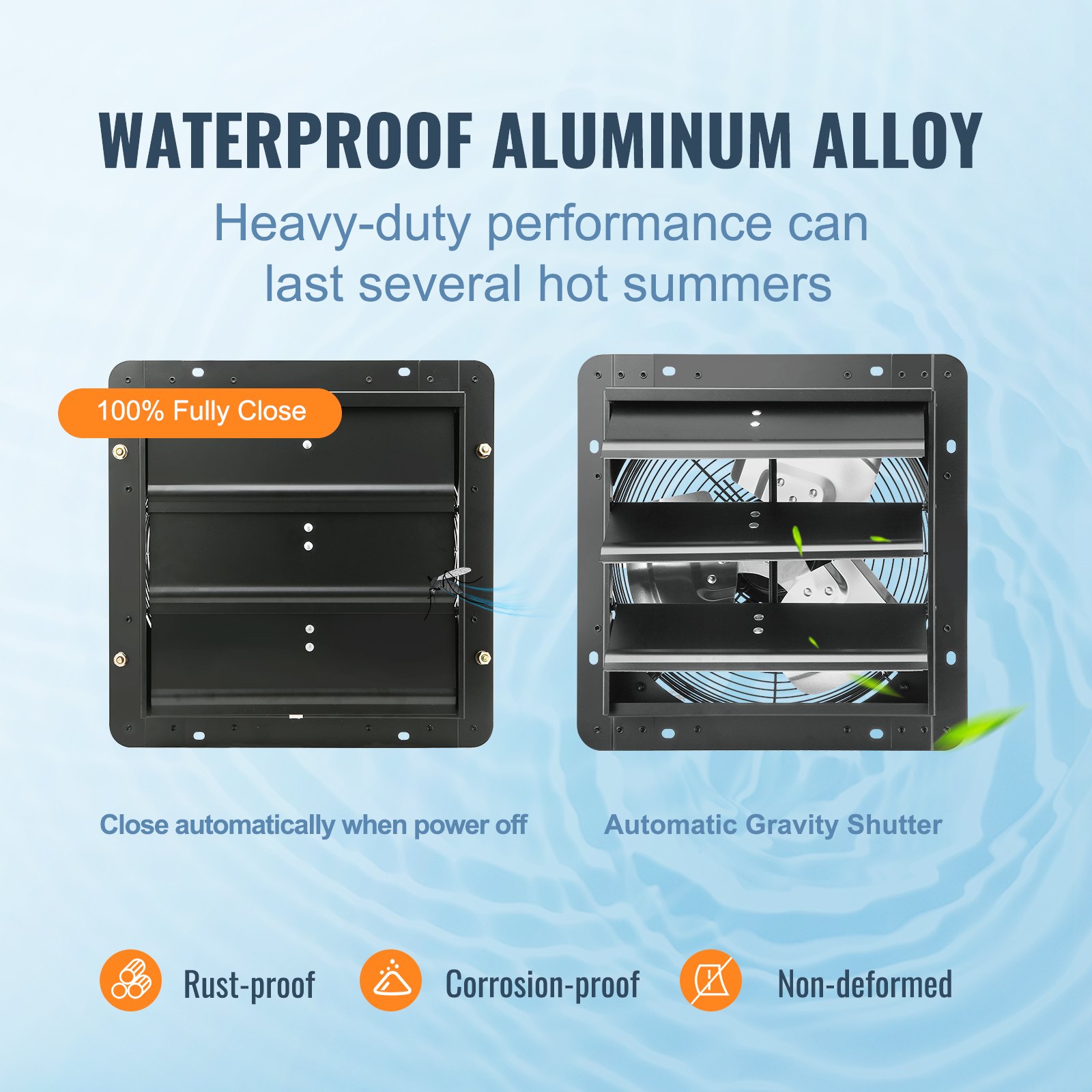 VEVOR Shutter Exhaust Fan, 12'' with Temperature Humidity Controller