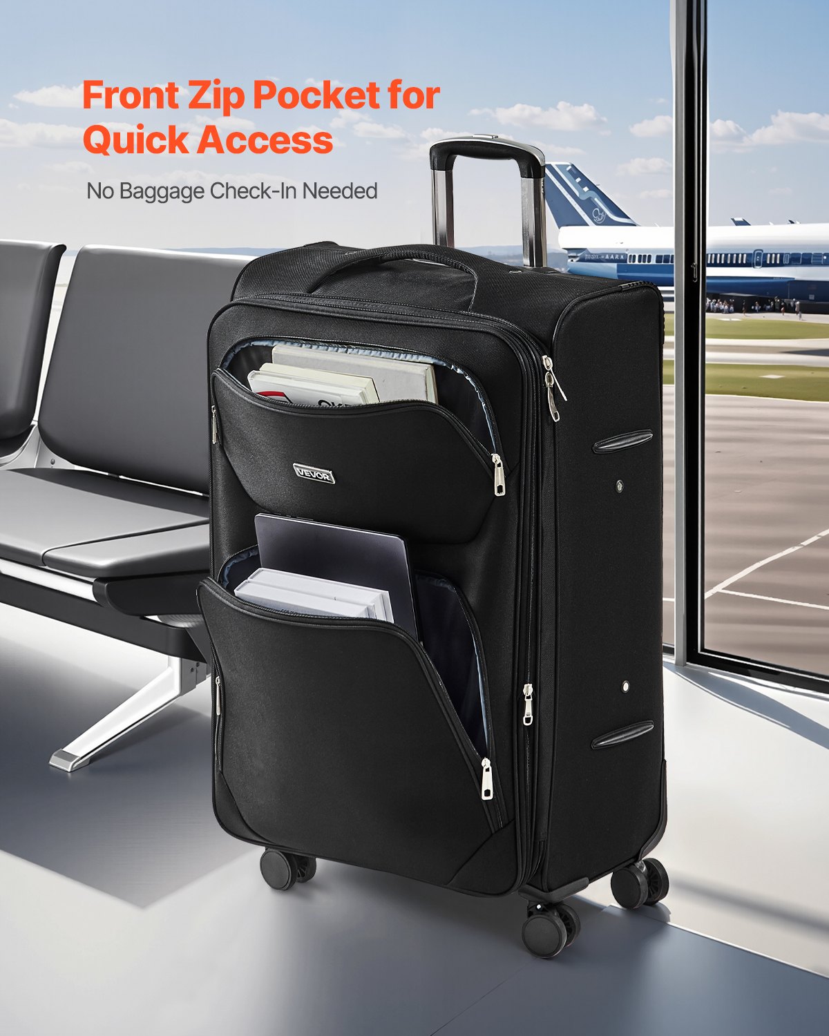 VEVOR Softside Expandable Luggage with Spinner Wheels, 24 inch / 71 cm ...