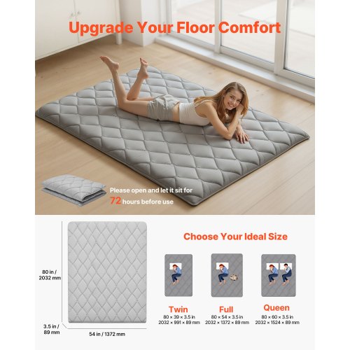 VEVOR Japanese Tatami Mat, Full Size Foldable Japanese Tatami